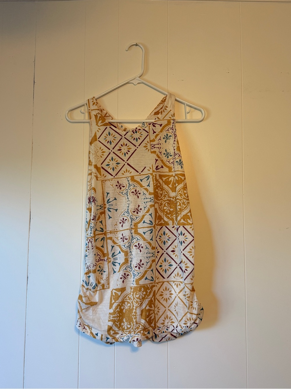 Prana Women’s XL Printed Sleeveless Ruched Tunic Active Top